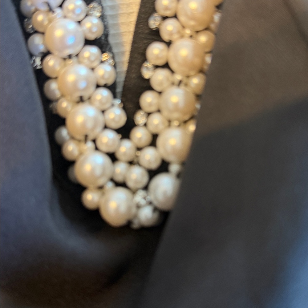 Cadyce Elegant Black Evening Gown With Faux Pearls and Rhinestones Details XS - Picture 12 of 15